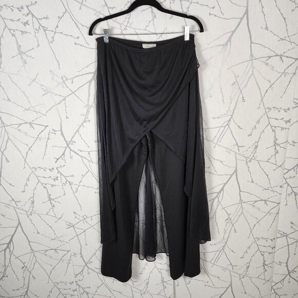 Jessica Pants - Jessica Vintage Black Chiffon Overlay Criss Cross Wide Leg Pants